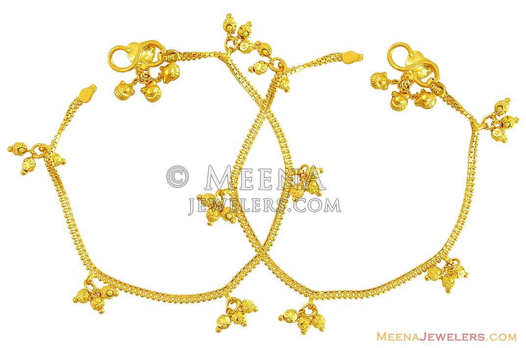 22K Gold Baby Anklet (Pair) GaPa14050 22k yellow gold Baby Anklet