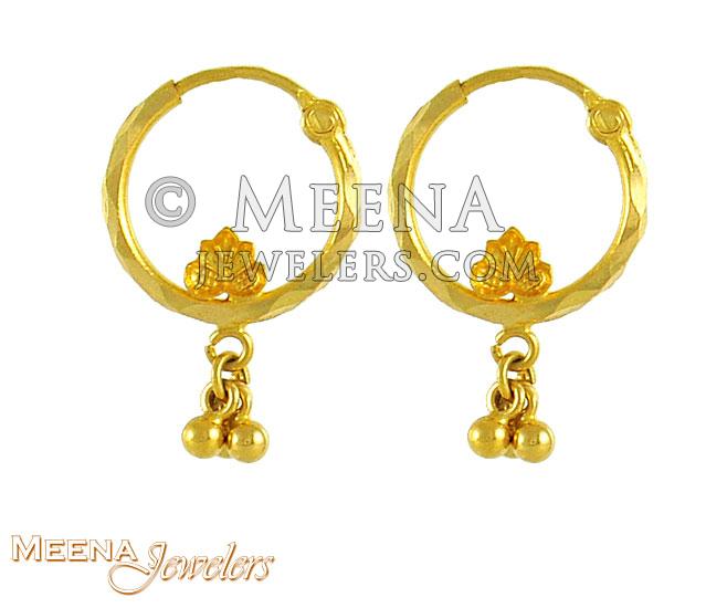 22K Gold Hoops ErHp3092 US 115 22K Gold Hoops for babies.