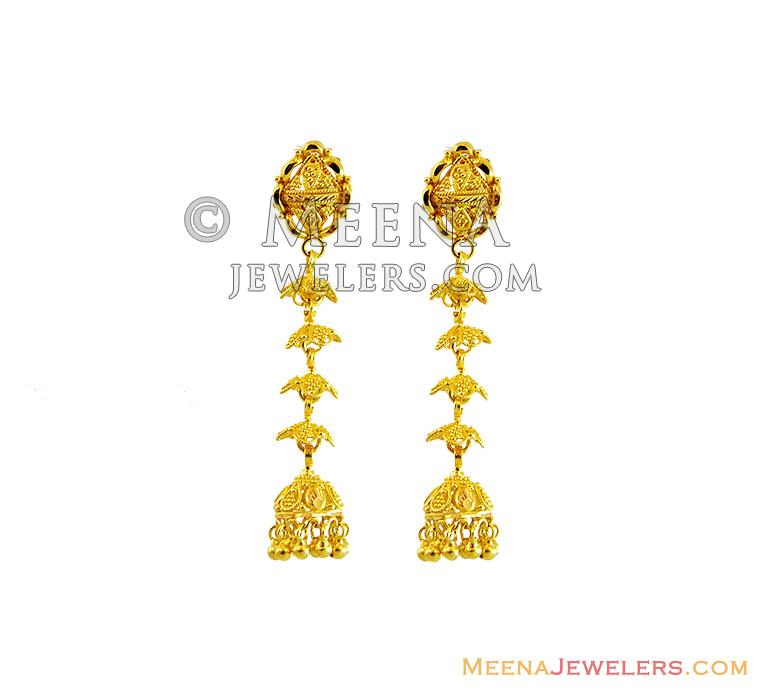 Gold layered Chandelier Earrings ErFc13457 22Kt Gold multilayered chandelier earrings with