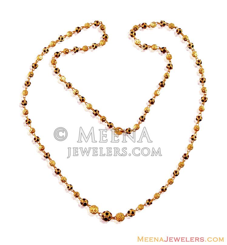 Meena Balls Long Gold Chain - ChLo17038 - 22K Gold Ladies Long Chain designed in a graduating 