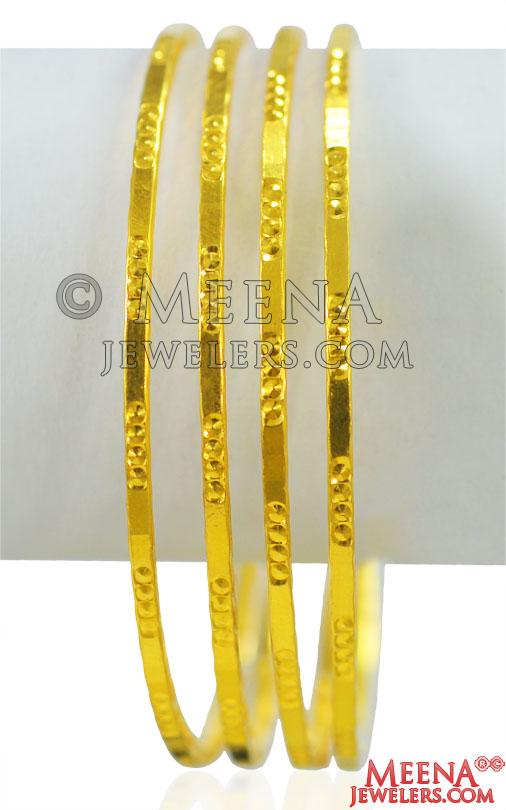 22 Karat Gold Machine Bangles Set - BaGo25939 - 22K Gold Machine Bangle ...
