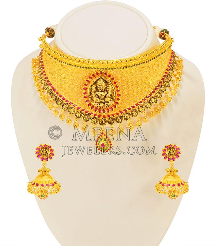 22KT Gold Designer Choker Set StBr23887 22KT Gold Designer Choker