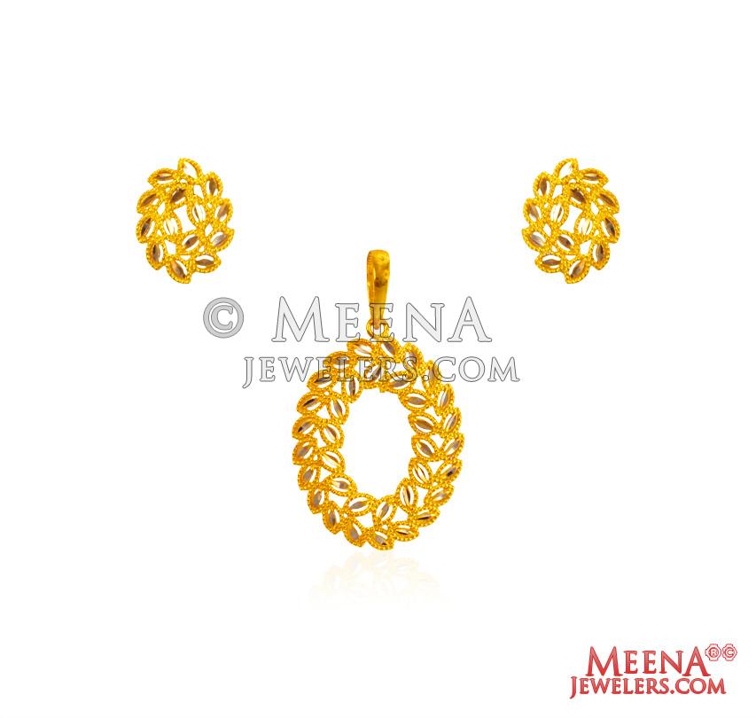 22Kt Gold Fancy TwoTone Pendant Set - PsFc28002 - US$ 1,276 - Elevate ...