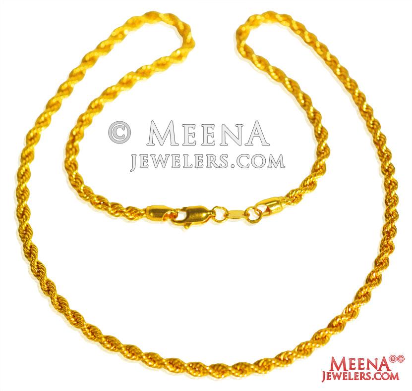 22k Fancy Gold Rope Chain ChPl25755 US 510 22 kt Gold Fancy 22k Fancy Gold Rope Chain ChPl25755 US 510 22 kt Gold Fancy
