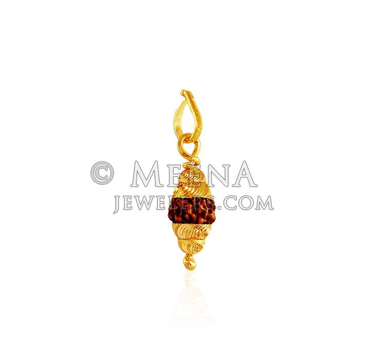 22k Gold Pendant with Rudraksh PeOm21413 22k Gold Pendant is
