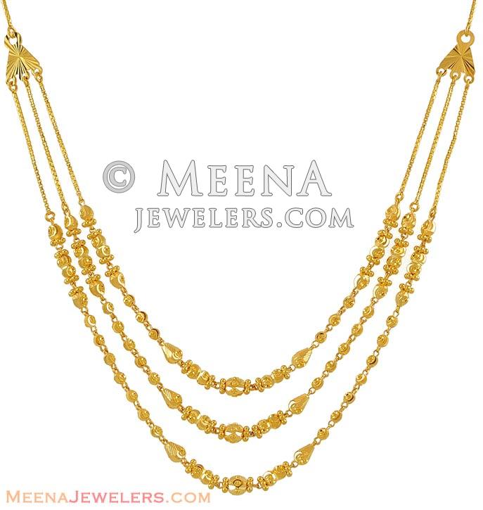 22k Fancy Gold Chain ChFc7510 22Kt Gold three layered Fancy Chain