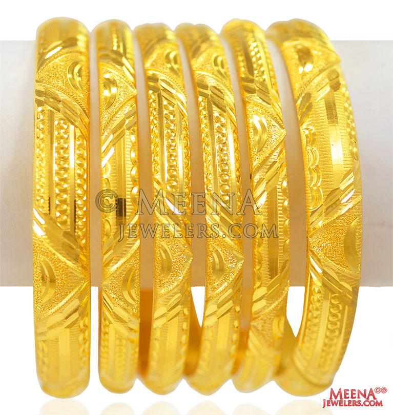 22 Kt Gold Machine Bangles (6 PC) - BaGo26669 - US$ 14,720 - 22 Karat ...