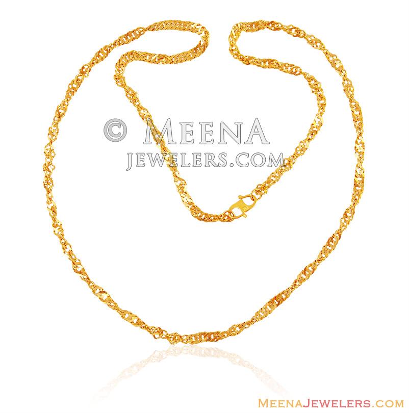 22K Gold Twisted Long Chain ChLo15713 Fancy 22K Gold Long chain in