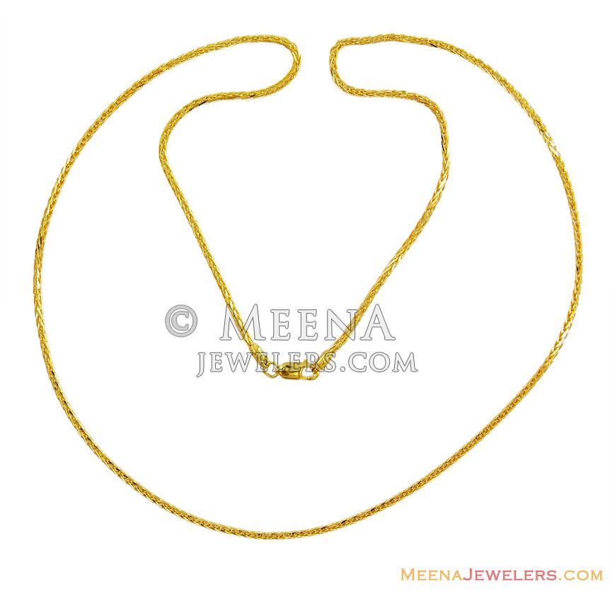 Plain Solid Long Chain 22k Gold chpl13908 22K Fancy Gold Plain