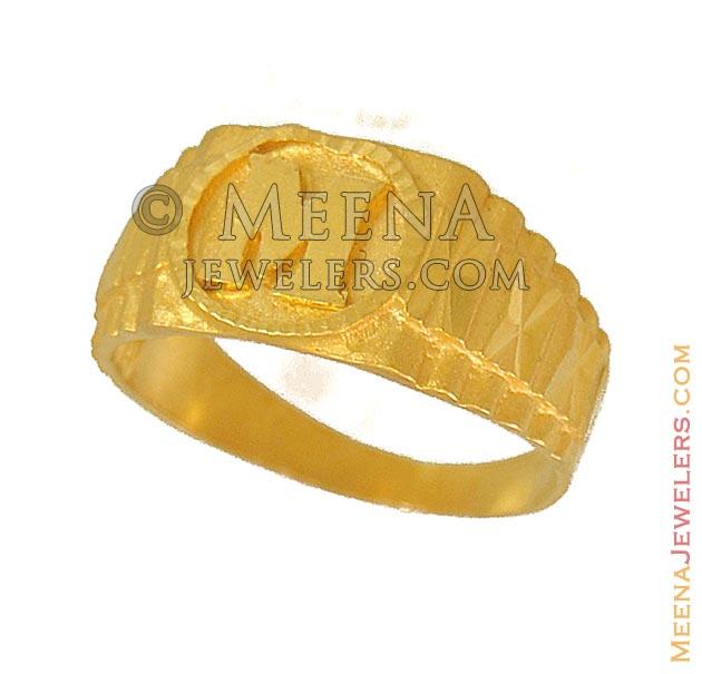 Indian Gold Ring (Initial M) - RiMs9663 - 22 Karat Indian Gold Ring ...