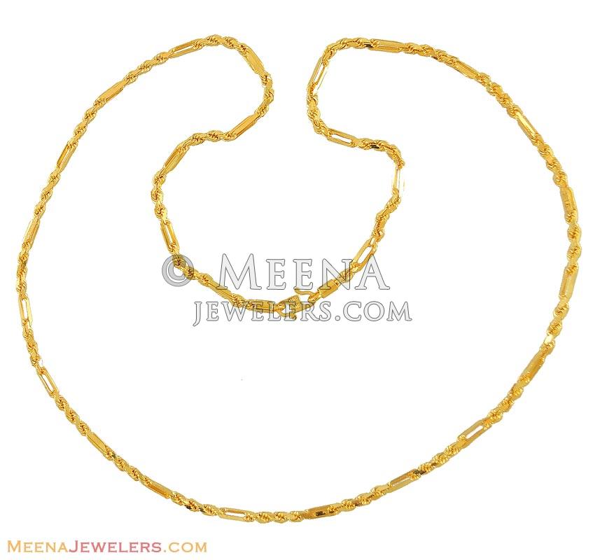 Rope Chain ( 22 Inches) ChPl8828 22 karat Mens Gold ( heavy with