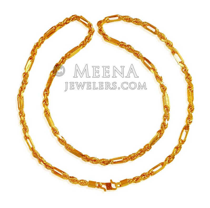 22K Gold Cartier Rope Chain 20In - ChMs20487 - 22K Gold Cartier rope ...