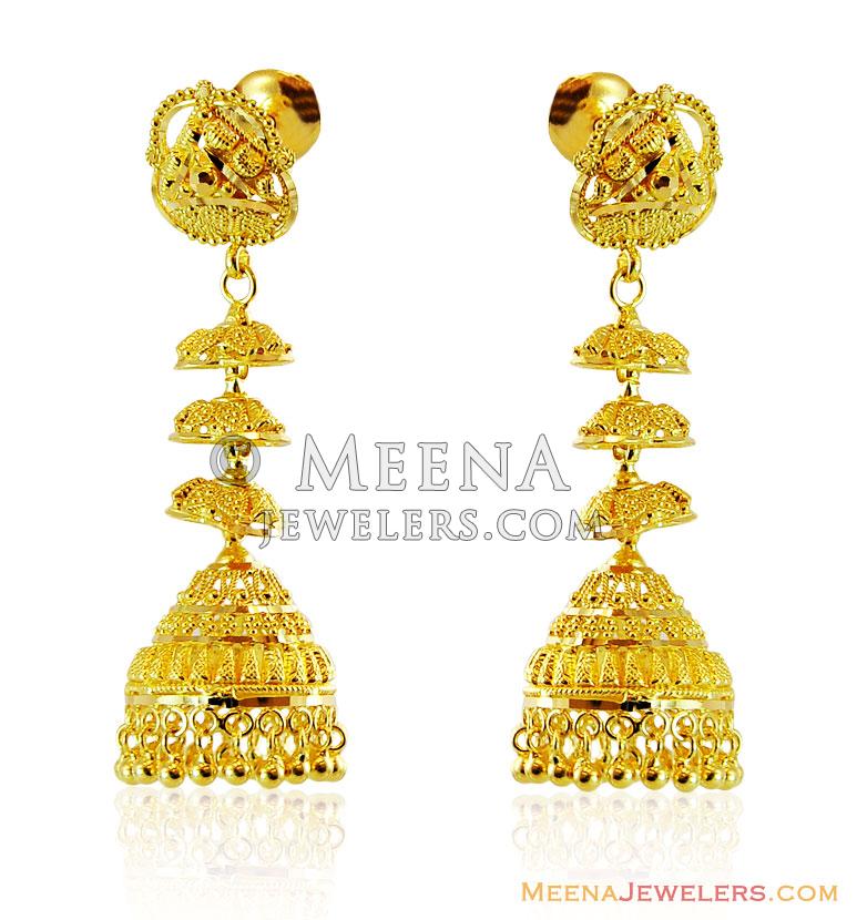 Beautiful 22K Chandelier Earrings ErFc15286 22Kt Gold multilayered