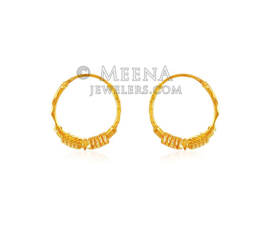 Gold Hoops Earrings ErHp18287 22k gold fancy Hoops or Bali earrings