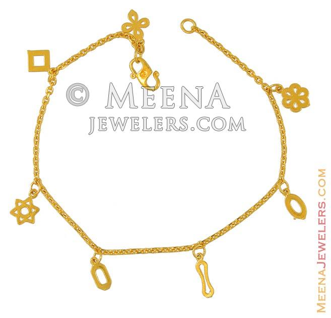 Gold Charm bracelet BrLa6716 22k Gold ladies bracelet with