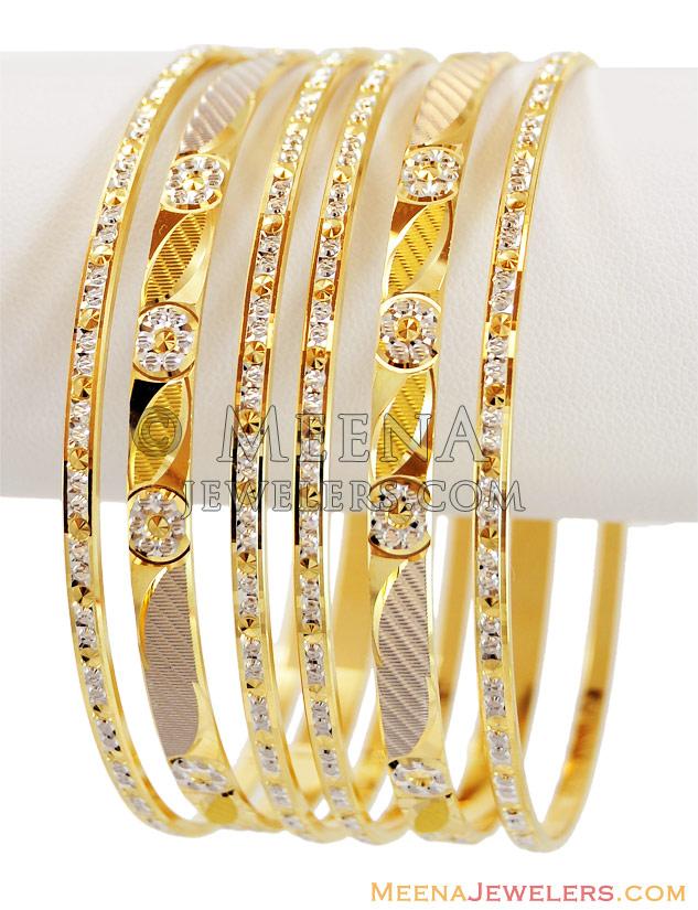 22K Designer Rhodium Bangles Set - BaSt13957 - 22k Designer Gold ...