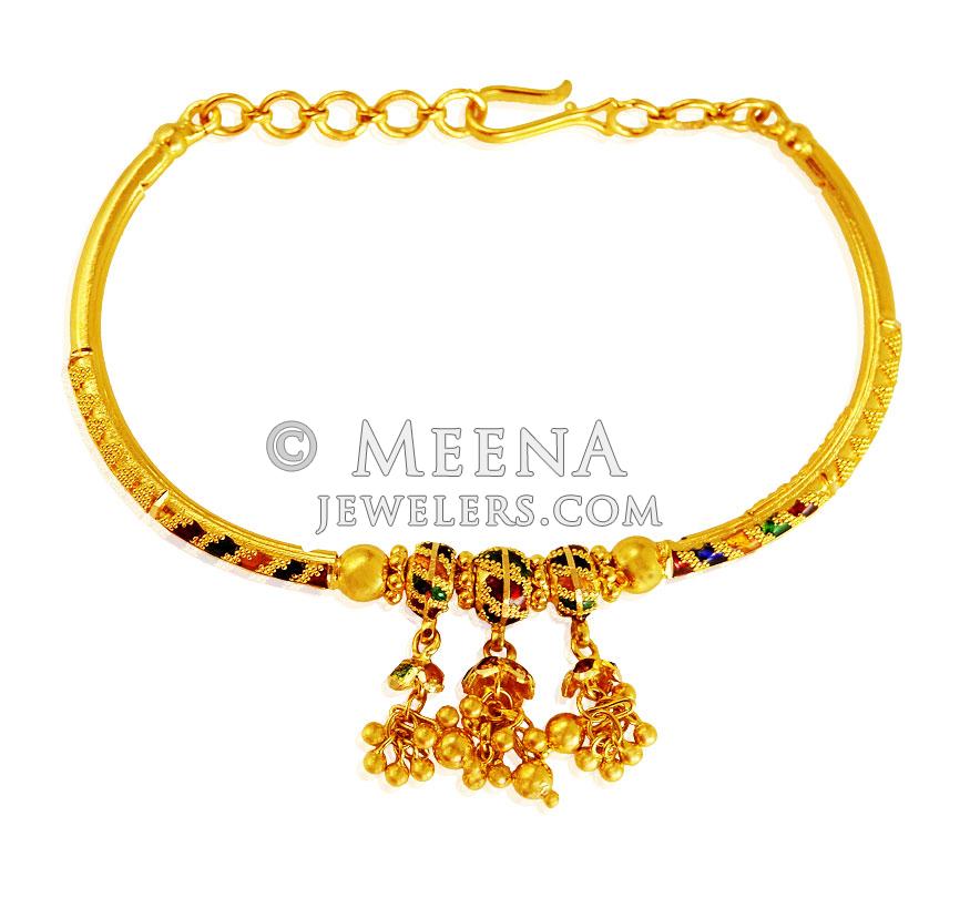22Kt Gold Meena Bangle Bracelet brla20081 22k Gold Ladies Bracelet