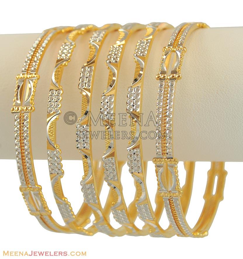 Rhodium Bangles Set(6 Pcs)(22k) - Ba2t11297 - 22k designer gold bangles ...