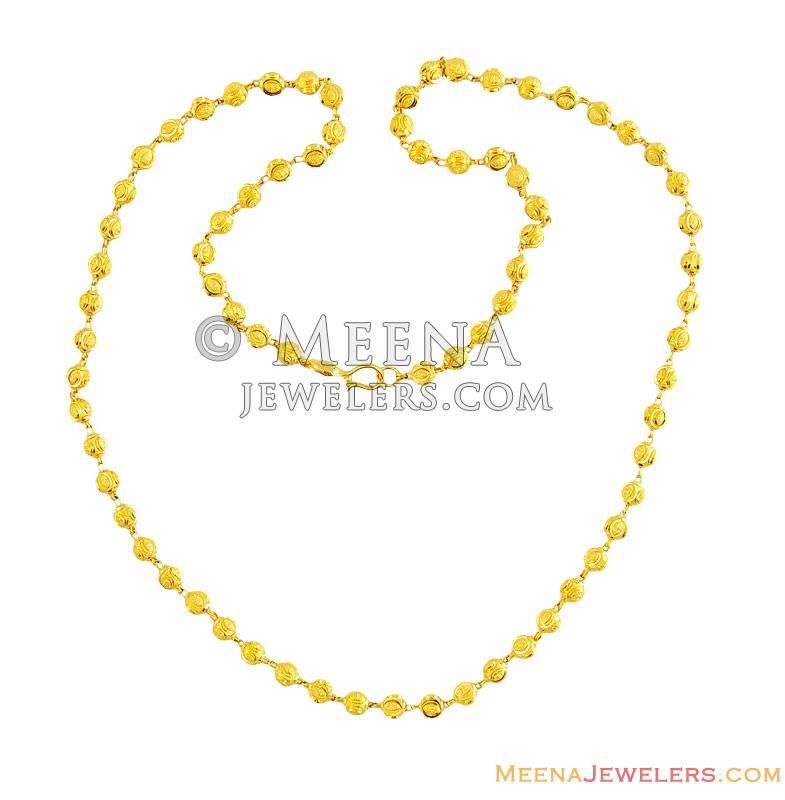 22K Indian Gold Balls Chain ChFc12910 22K Gold fancy balls Chain with finishing frosty and