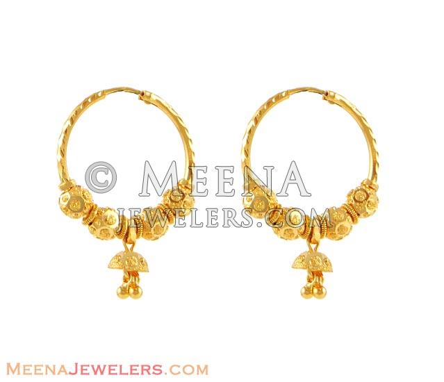 gold hoops with diamond balls