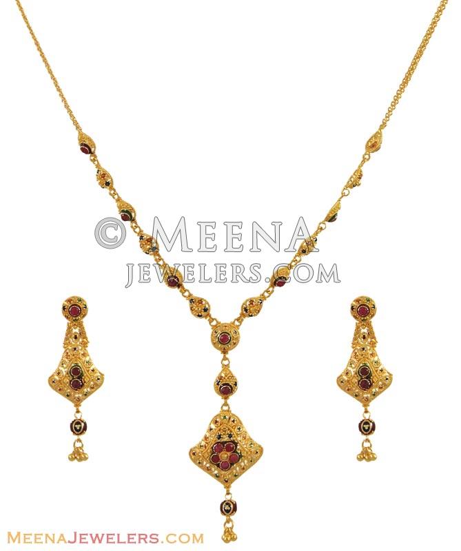 22K Light Necklace set StLs9727 22k yellow gold necklace and