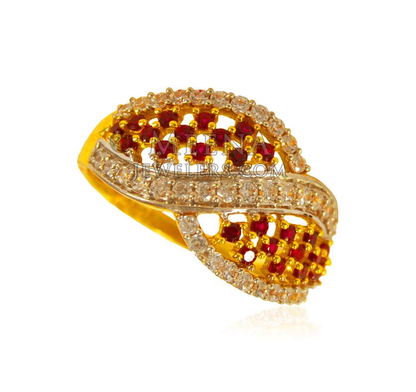22 KT Gold CZ Ring RiLp24333 22 Kt Gold ring for Ladies. Ring is
