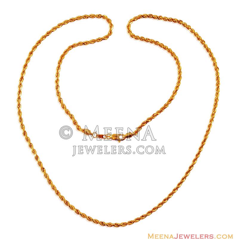 22k Rope Chain (24 Inch) ChPl17062 22k yellow gold rope chain (24