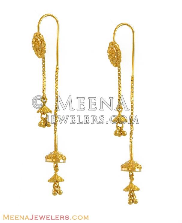 22k Thread Needle Earrings ErFc11056 22k gold long chandelier