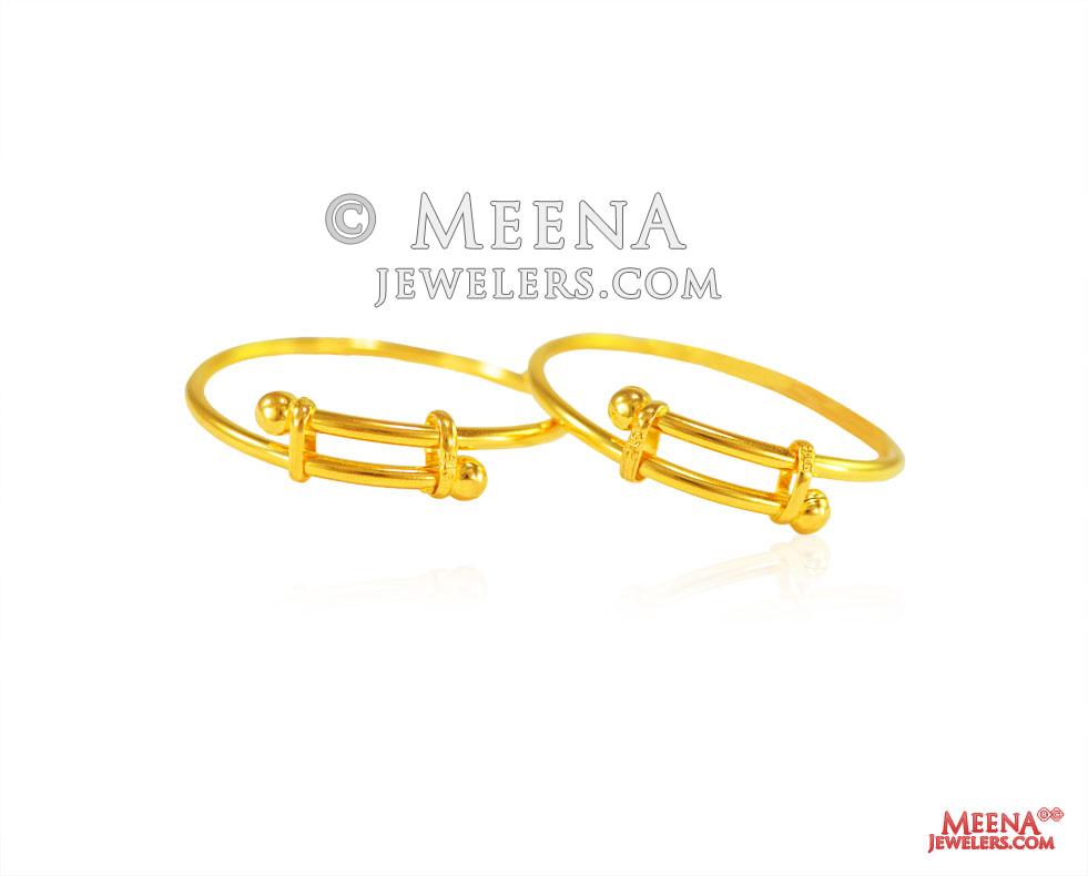 22 Karat Gold Plain Kids Kada BjBa26284 22 Karat Gold (1pair) head