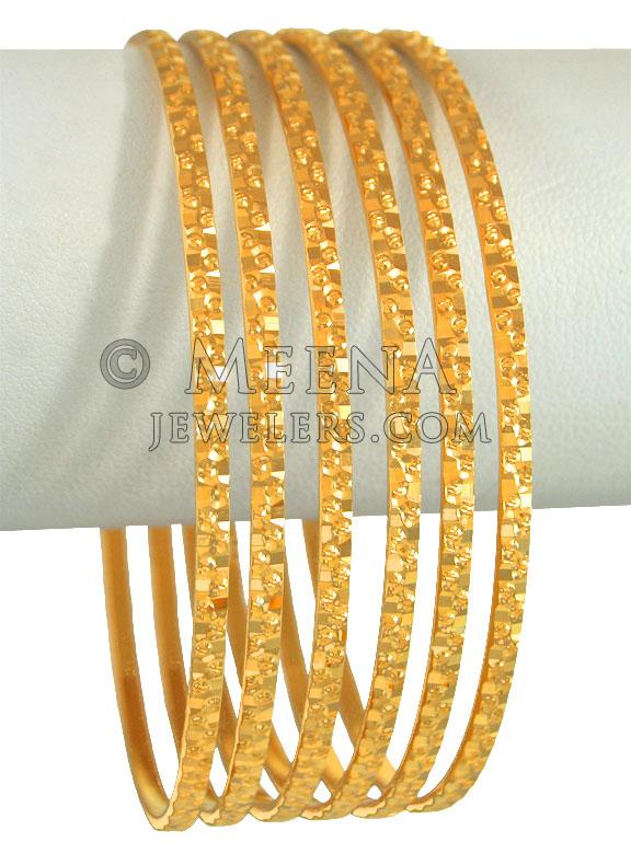 22k Gold Machine Bangles (6 Pcs ) - BaSt22713 - 22KT Gold Machine ...