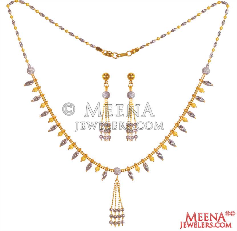 22K Gold Two Tone Dokia Set StLs26175 22kt Gold Dokia style