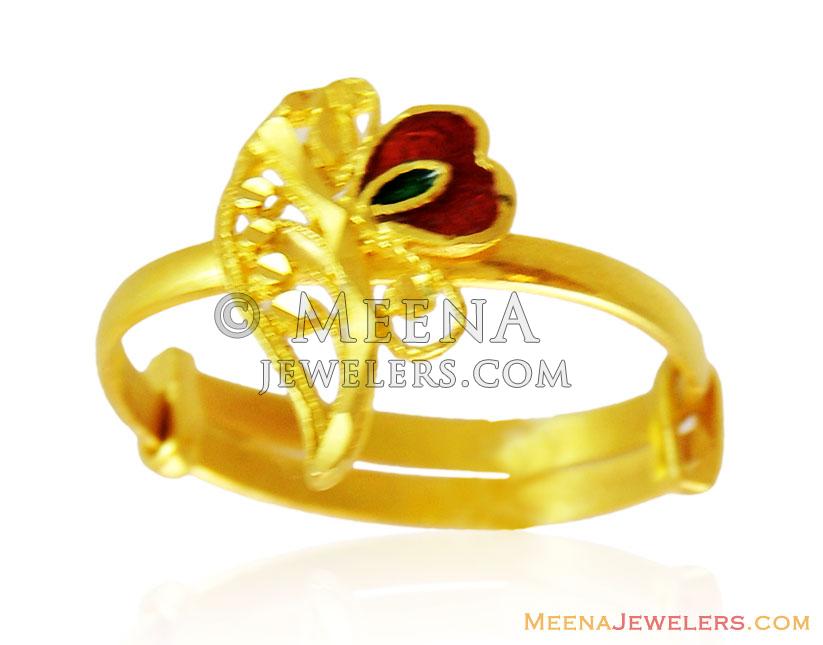 22k Simple Ladies Adjustable Ring - RiLp15219 - 22k Fancy Gold Ladies ...