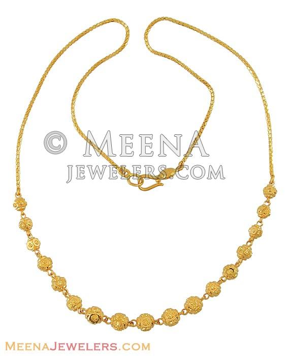 22K Indian Gold Chain CHFC7859 22k yellow gold graduated fancy