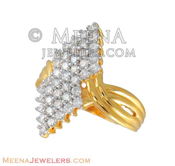22Kt Gold Signity Ring - RiLs4897 - 22Kt Gold Ladies Ring studded with ...