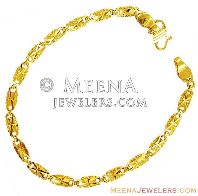 22K Fancy Ladies Thin Bracelet brla13970 22k yellow gold ladies