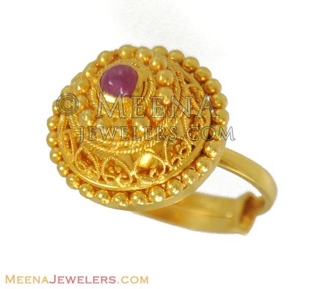 22K Designer Ladies Gold Ring RiLg10281 22K Gold Ladies Ring with