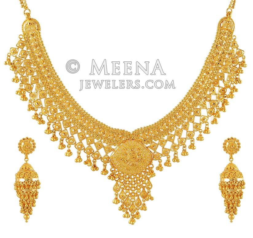 22Kt Necklace and Earrings Set StGo4246 22Kt gold Necklace and