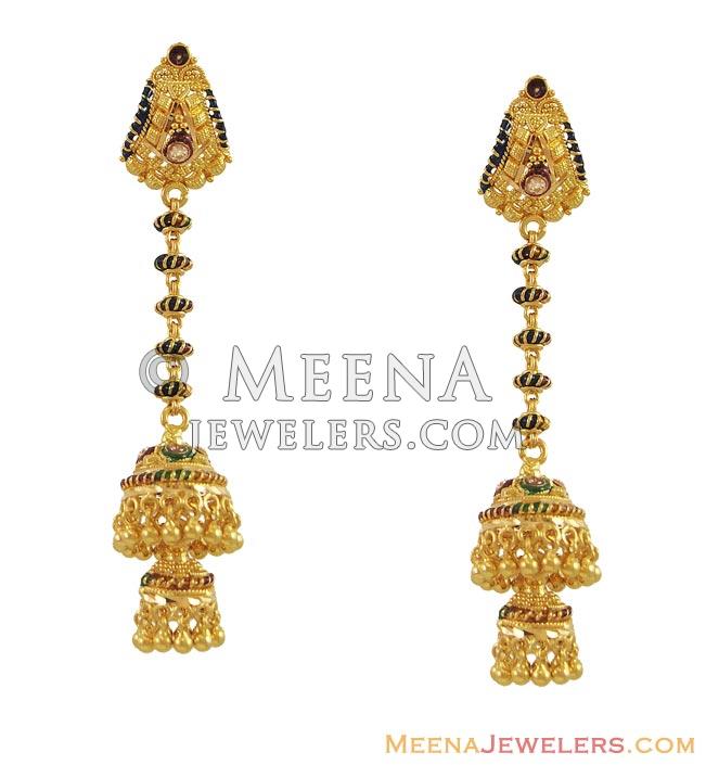 22K Chandelier Earrings (Indian) ErFc10133 22K Gold Chandelier