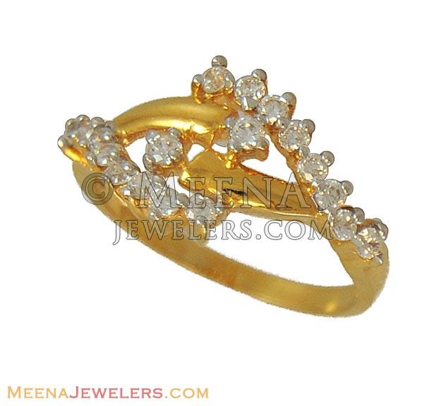 22K Gold Designer Signity Ring - RiLs10032 - 22K Gold Designer star ...