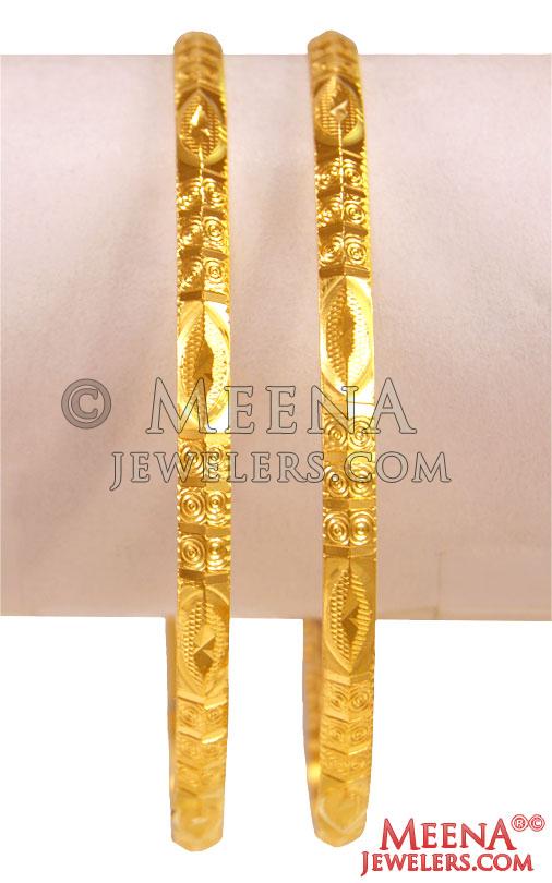 22KT Gold Machine Bangles (2 Pc) - BaSt24899 - 22KT Gold Machine ...