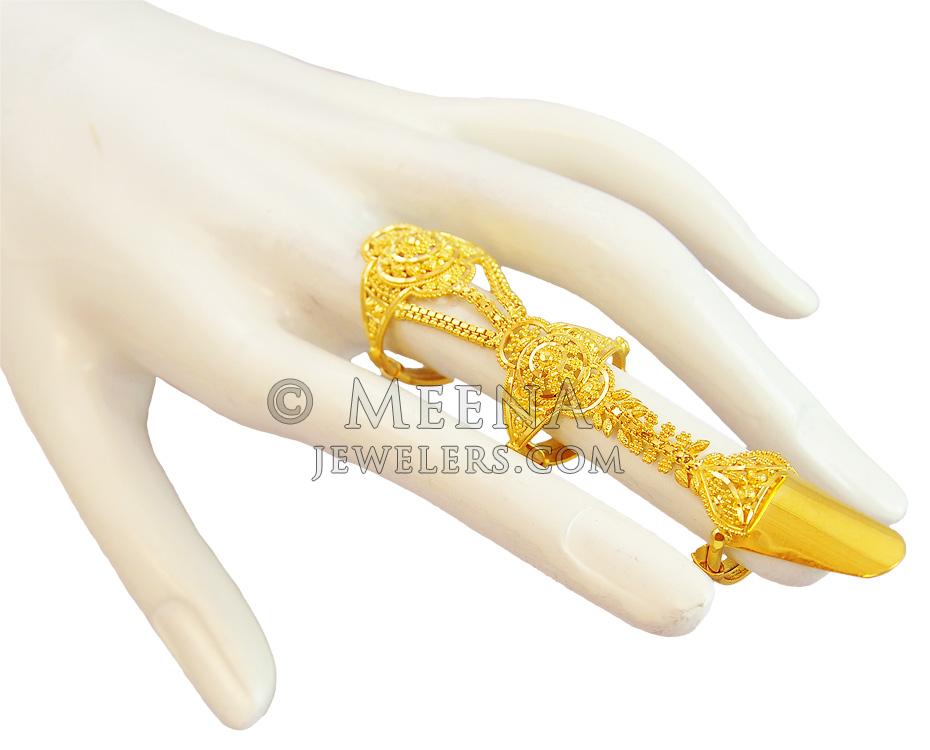 22K Gold Layered Ring (connected) RiLg18447 22K Gold Exquisite Ring