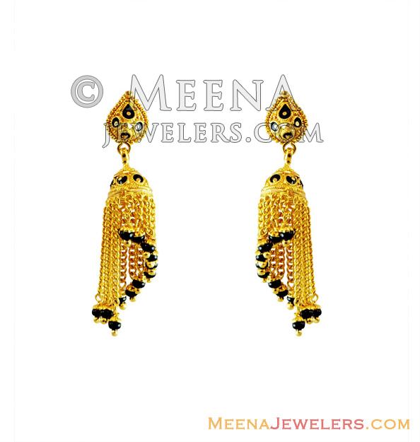 22K Fancy Black Meena Earrings ErFc13490 22Kt Gold Jhumki earrings