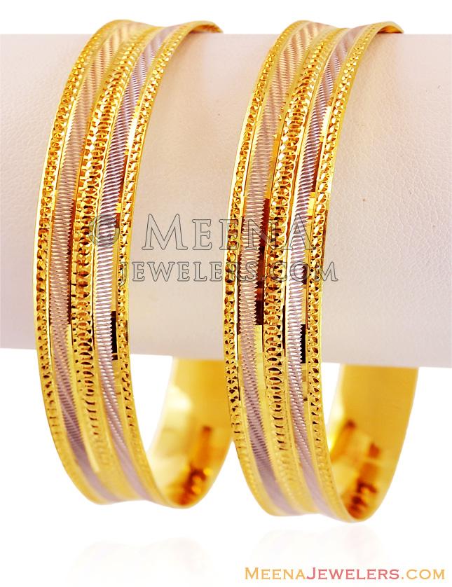 22k Fancy Rhodium Bangle (1 Pc) - Ba2t15957 - 22K Gold Fancy Bangle (1 ...
