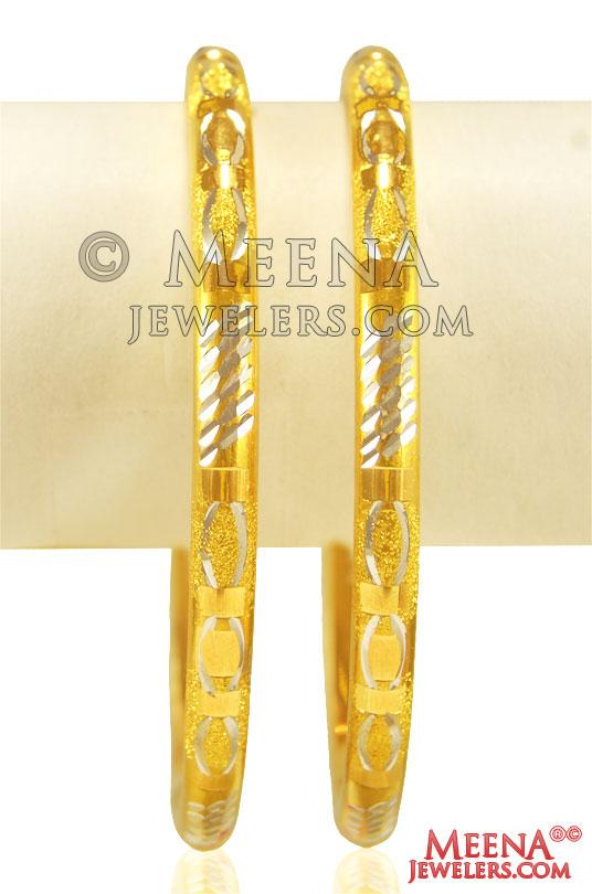 22K Gold 2Tone Machine Bangles - BaGo24574 - 22K Gold 2Tone Machine ...