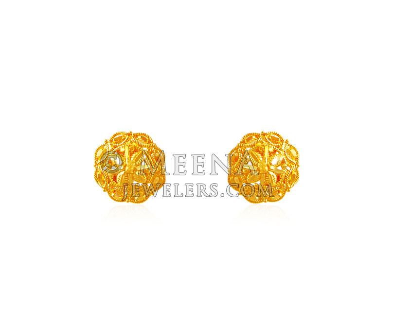 22K Baby Earrings ErGt18905 22k gold round earrings are designed