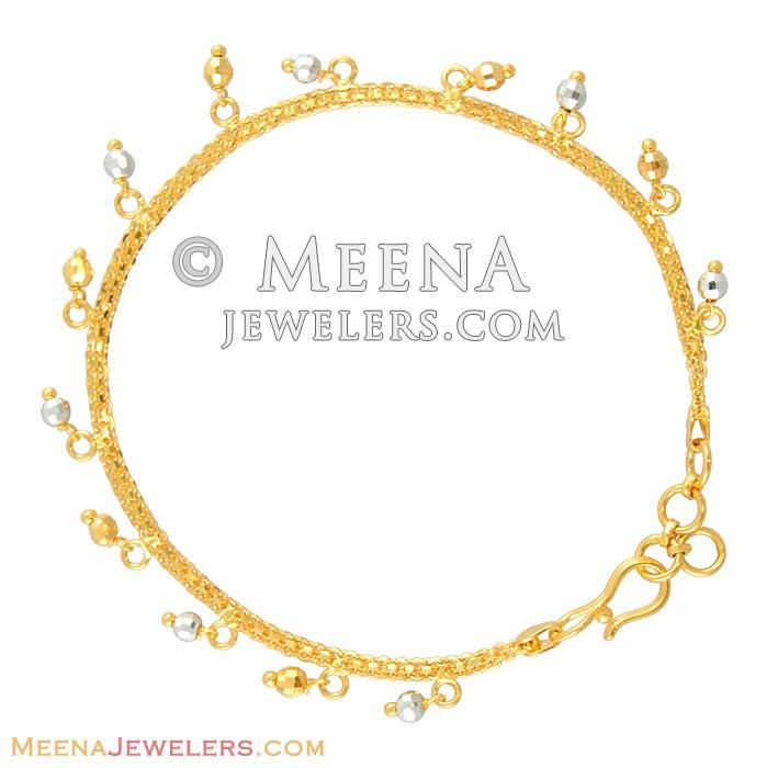 22k Gold two tone BrLa6228 Gold fancy ladies bracelet with two tone
