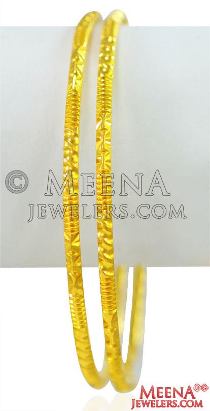 22K Gold Machine Bangles (2PC) - bago25948 - 22KT Gold Machine Bangles ...
