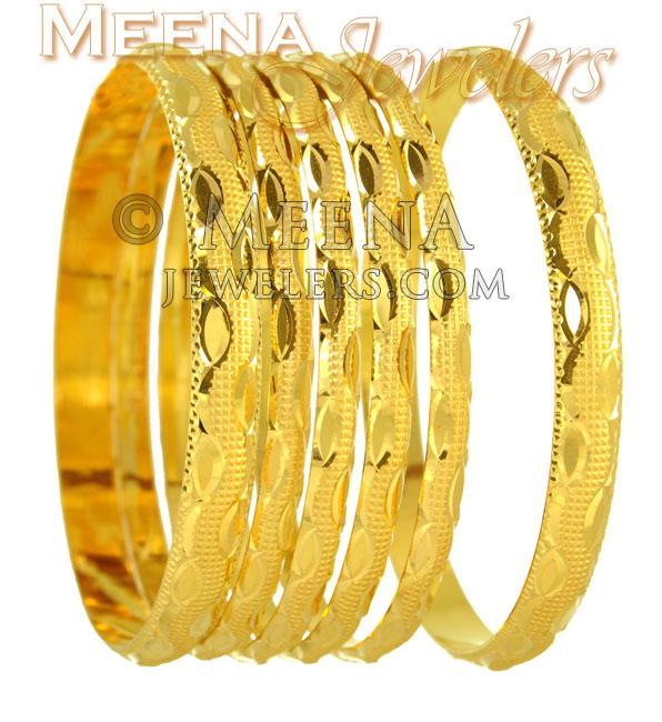 22Kt Gold Handmade Bangles BaSt1577 22Kt Gold Handmade Bangles Set