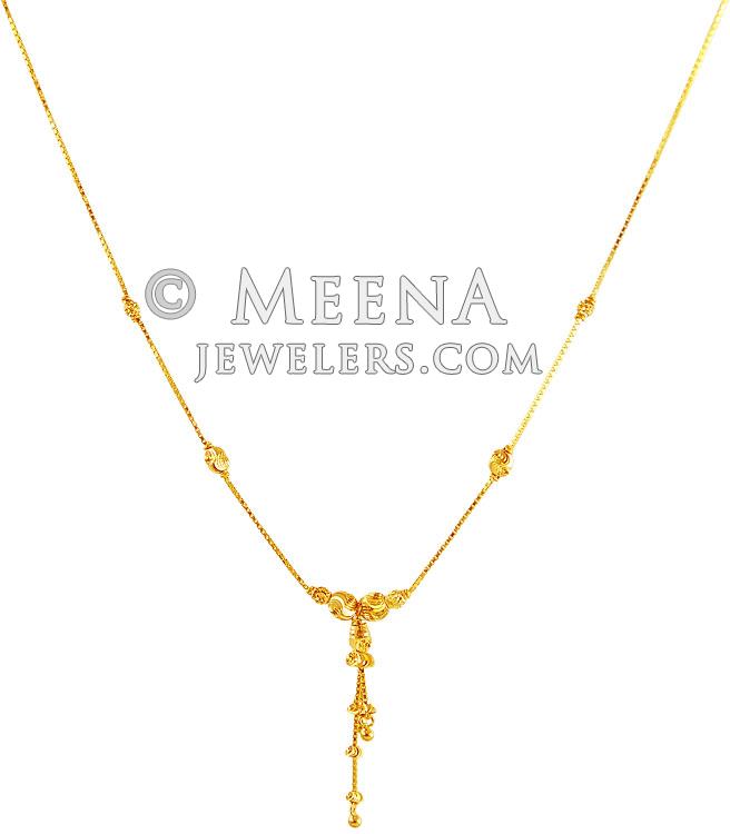 22Kt Gold Dokia Chain - ChFc20299 - 22kt Gold Dokia chain is beaded ...