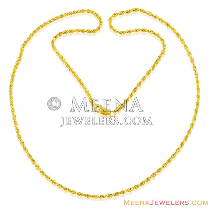 22k Fancy Hollow Rope Chain (20 in) - ChPl14594 - 22k Gold Fancy Chain ...